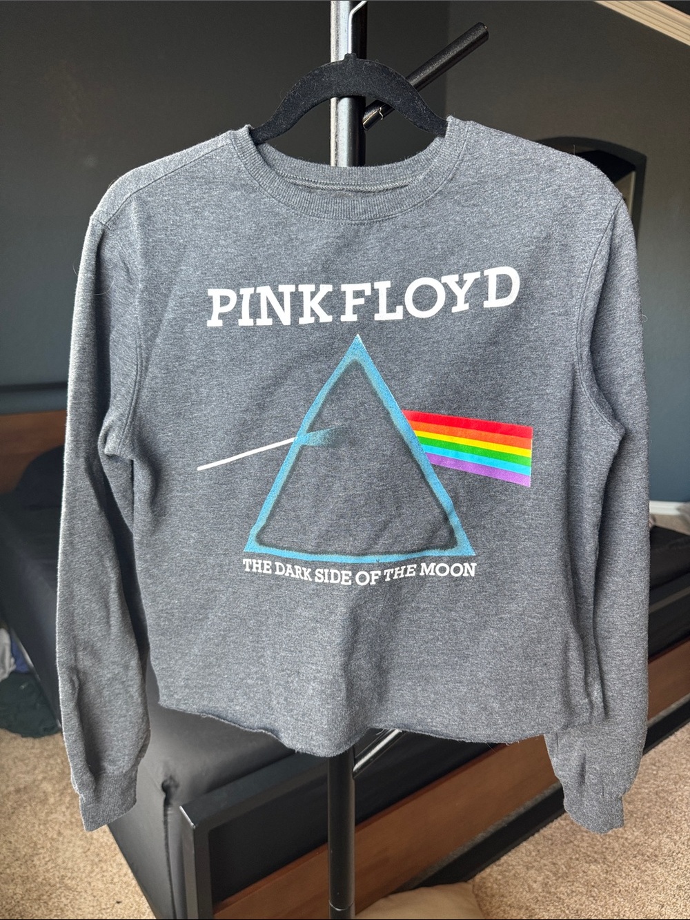 Pink Floyd Gray Sweatshirt with Prism Rainbow Graphic